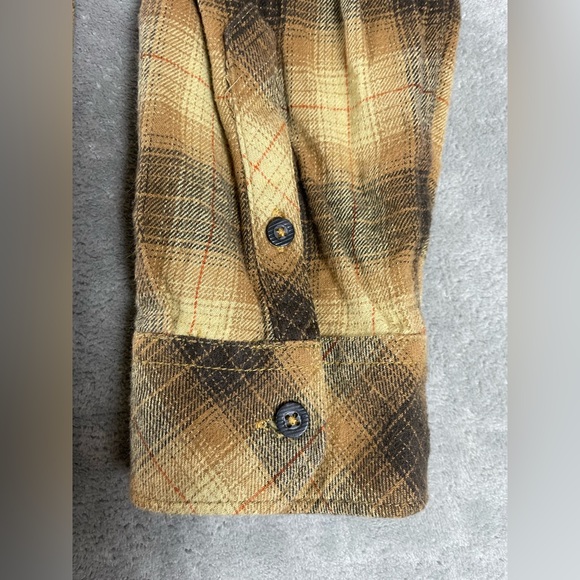Billabong Flannel Shirt Mens L Brown Earth Tones Plaid Button Long Sleeve Beach - Picture 9 of 13